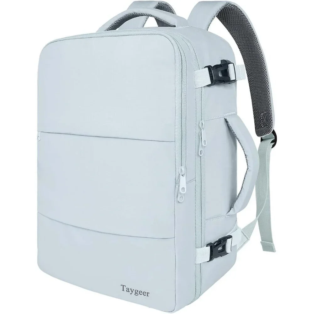 Travel Blue Backpack for Women Carry On Laptop Bag USB Port Shoe Pouch TSA